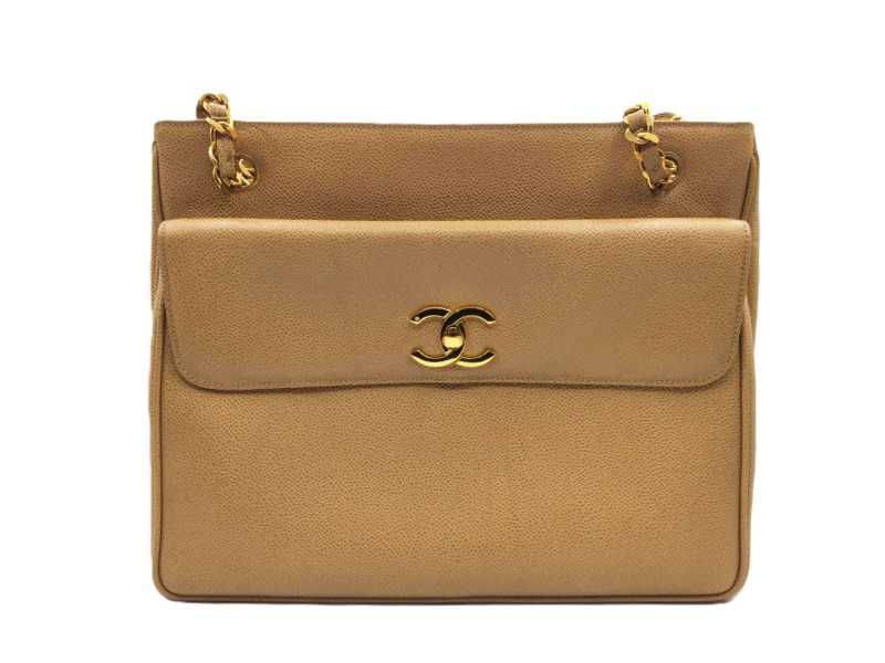 シャネル買取 チェーンショルダー バッグ キャビア ベージュ